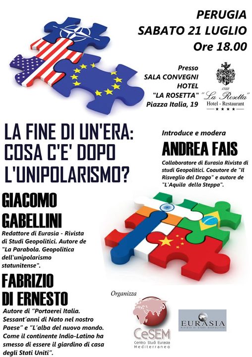 Seminario a Perugia: “La fine di un'era: cosa c'è dopo l'unipolarismo?”