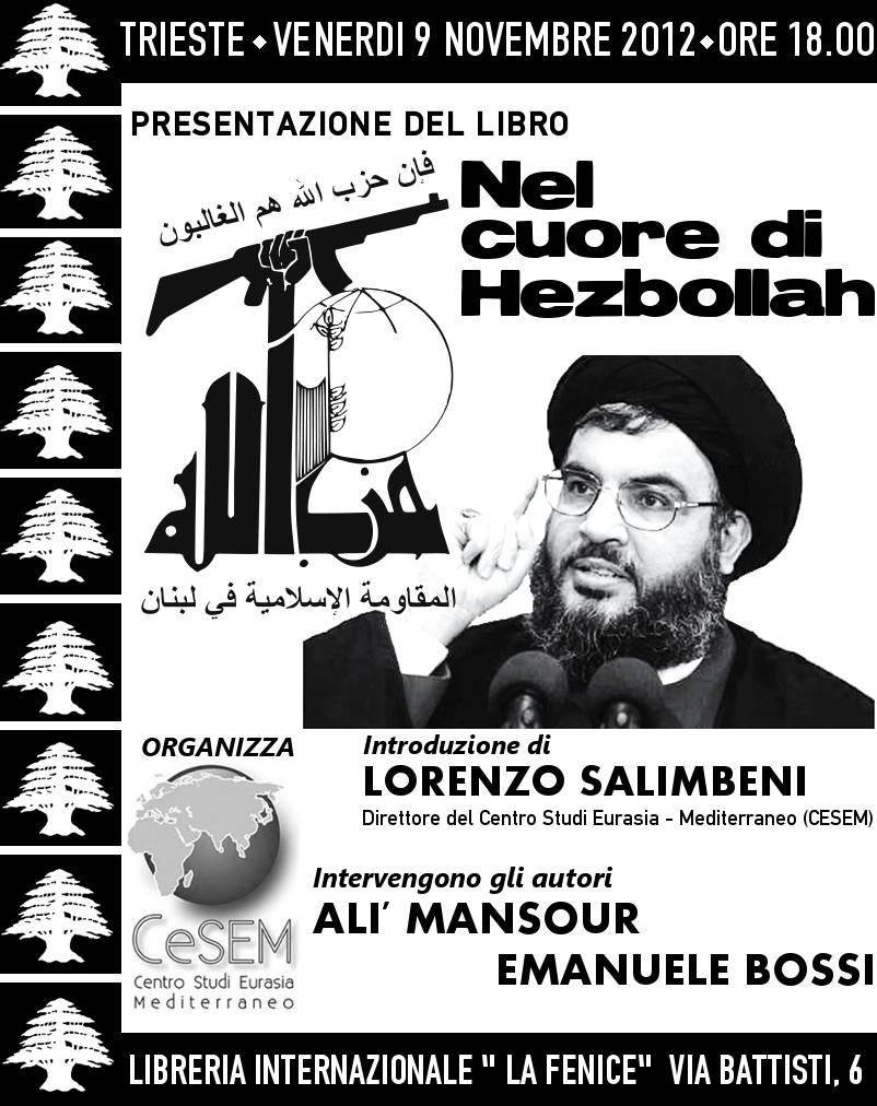 Presentazione del libro "Nel cuore di Hezbollah". Il 9 novembre a Trieste
