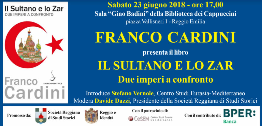 #SaveTheDate - EVENTO RIMANDATO - Reggio Emilia, sabato 23 giugno 2018 - Presentazione di "Il Sultano e lo Zar"