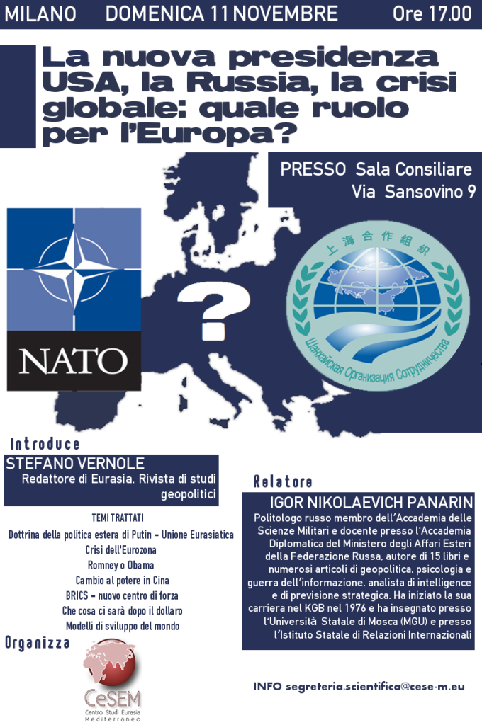 Usa, Nato, OCS, Panarin, Cesem, Europa, geopolitica, Eurasia