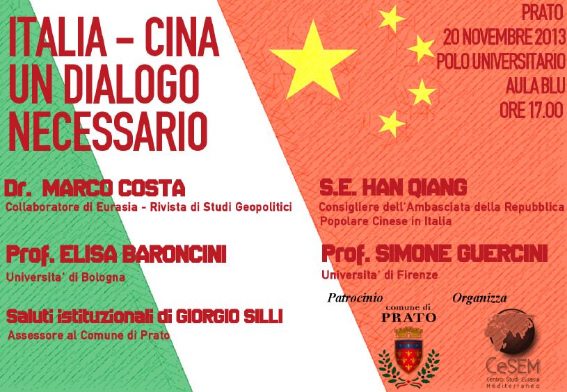 Italia-Cina un dialogo necessario: a Prato il 20 novembre 2013