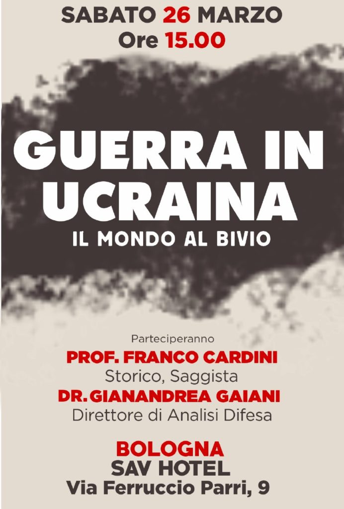 #SaveTheDate | Sabato 26 marzo 2022 | 15h00 | Bologna | “Guerra in Ucraina. Il mondo al bivio”