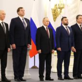 Il discorso di Putin in occasione della cerimonia per l'Unione del Donbass con la Federazione Russa