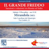 #SaveTheDate | 3 Dicembre 2022 | Mirandola (MO) | Seminario Ibrido "Il grande freddo: sanzioni e relazioni tra Russia ed Italia”